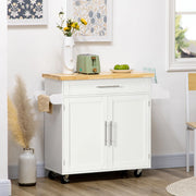 CARRELLO CUCINA 109x40x89 cm Bianco in MDF con porta-spezie e porta-asciugamani