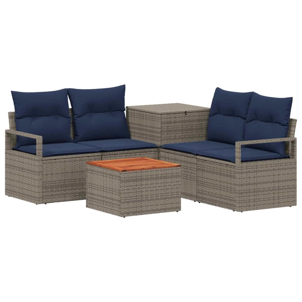 Set di divani 6 pz Grigio e Blu Navy Rattan sintetico e Acciaio 3447247