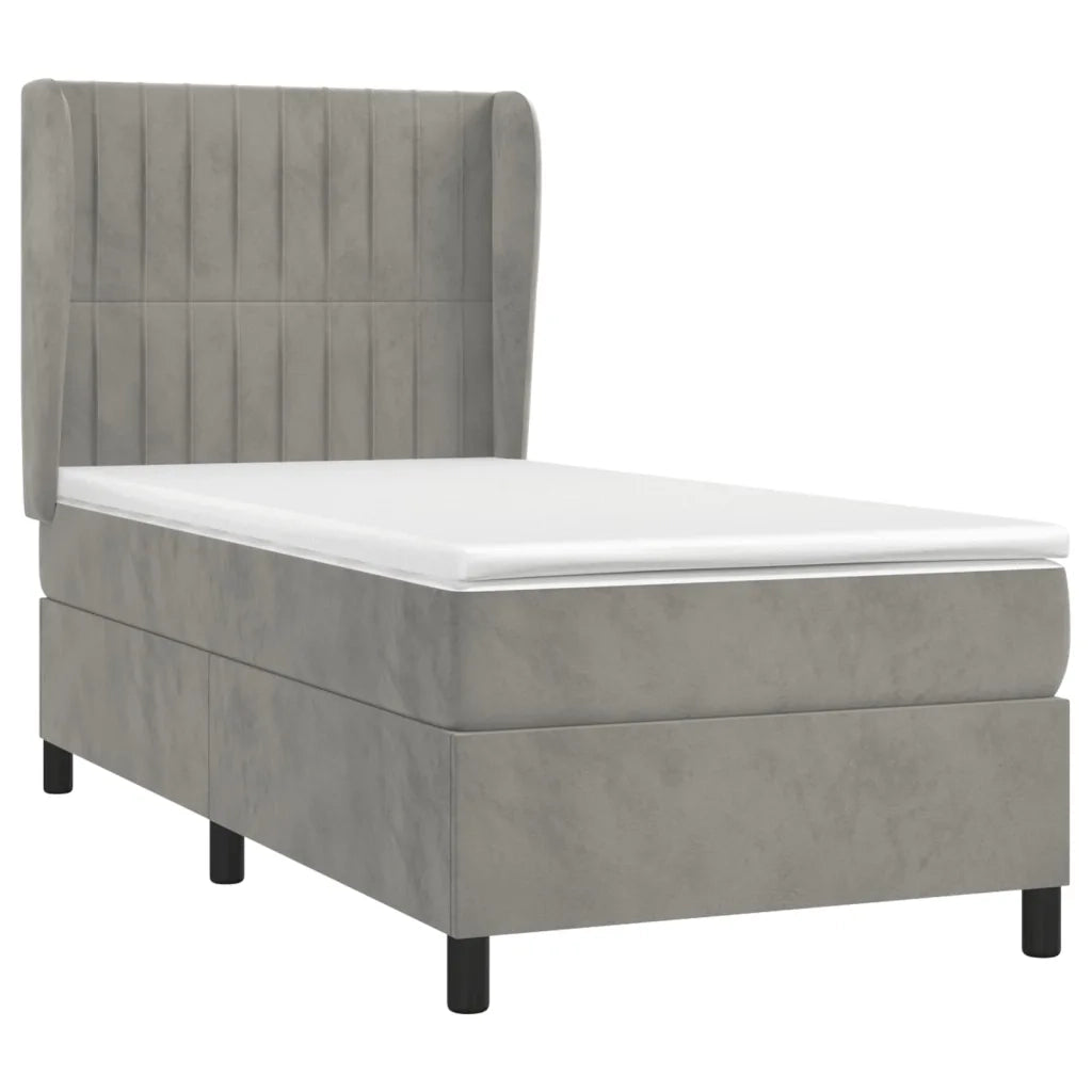 Giroletto a Molle con Materasso Grigio Chiaro 90x190 cm Velluto 3129303