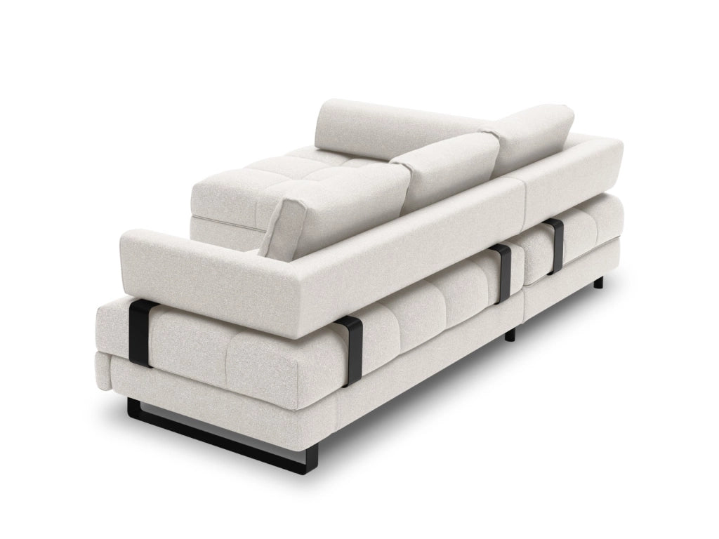 Cosmopolitan Design - Divano convertibile angolare sinistro con box "Clinton" 5 posti tessuto strutturato grigio chiaro