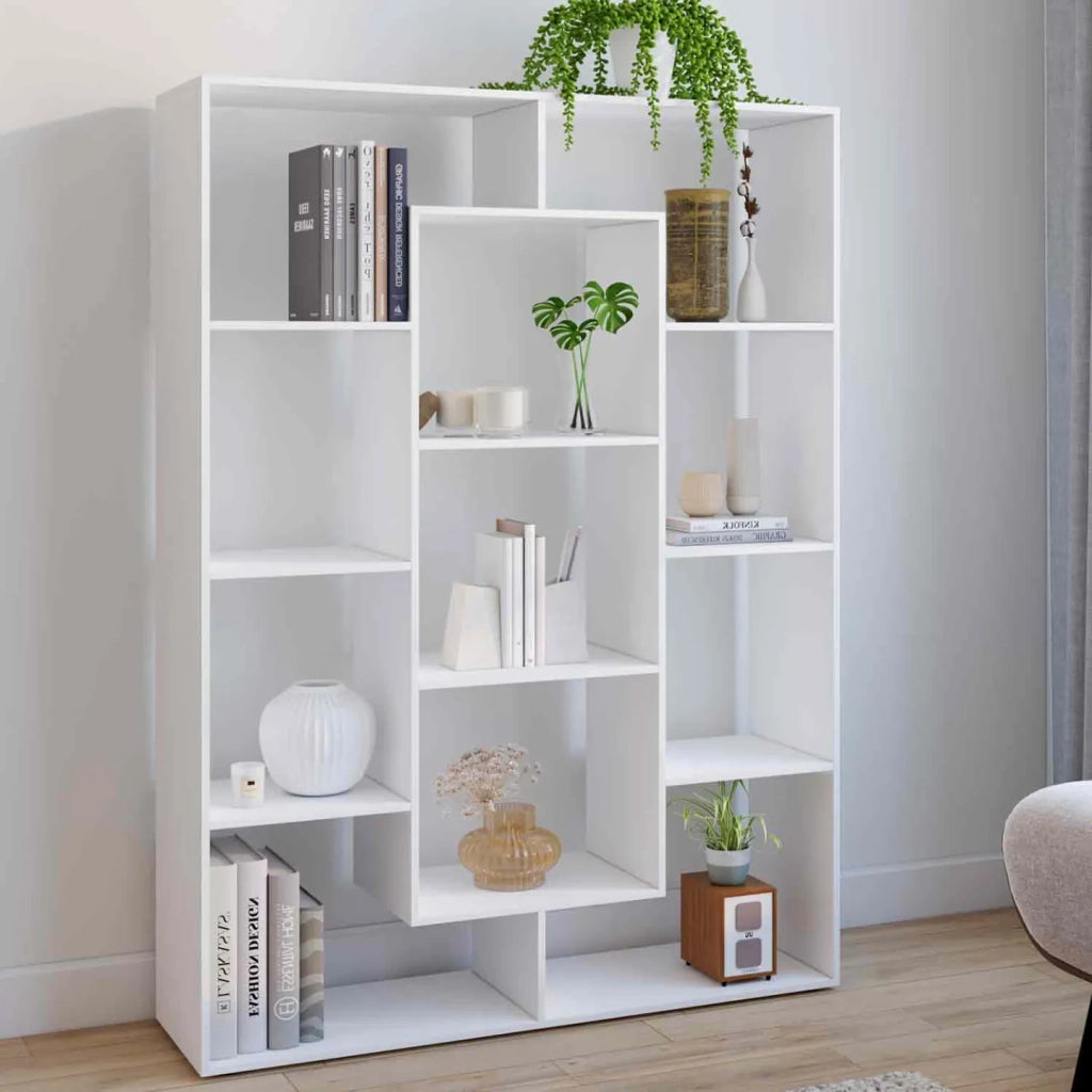 IDMarket - Libreria COLETTE con 11 scomparti bianchi H.143 cm