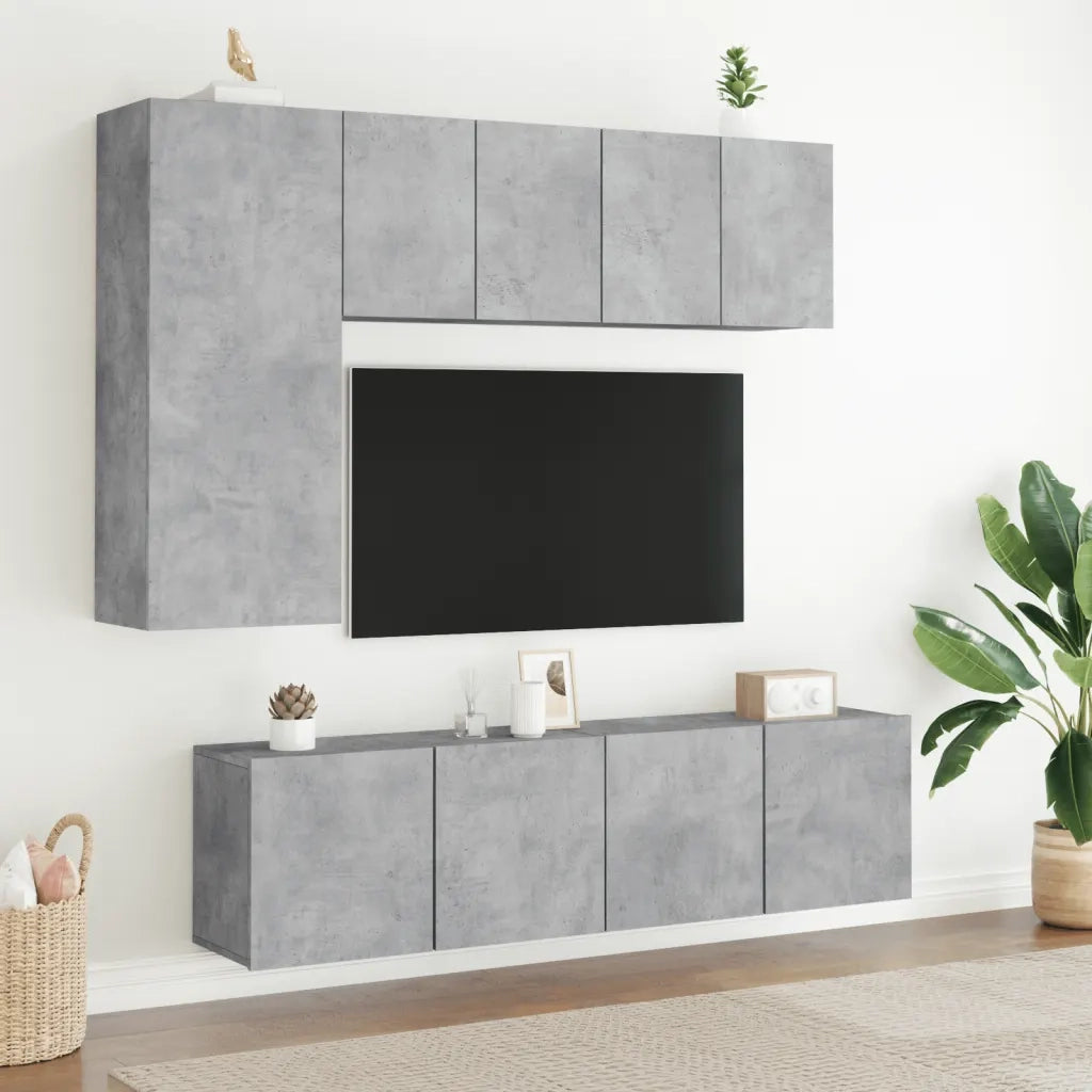 Mobili TV a Parete 2pz-Credenza TV-Console TV Grigio Cemento 60x30x41 cm