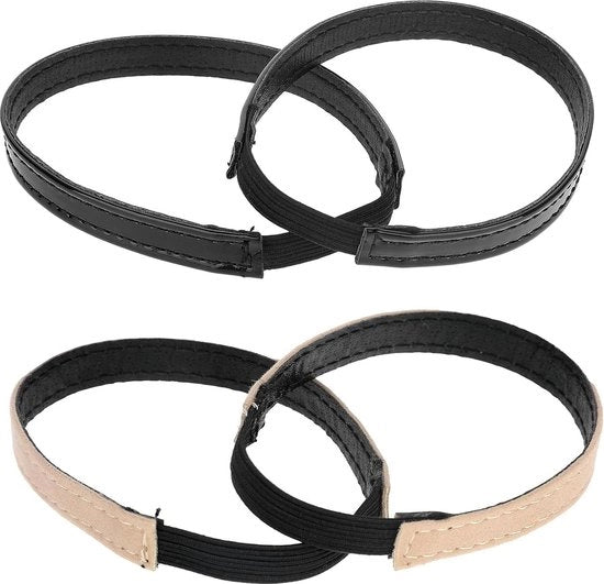 Cinture elastiche per stivali - 4 pezzi - cordoncini regolabili - nero beige - pelle PU