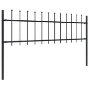 Recinzione da Giardino | Recinzione da cortile con Punta a Lancia in Acciaio 1070x60 cm Nero