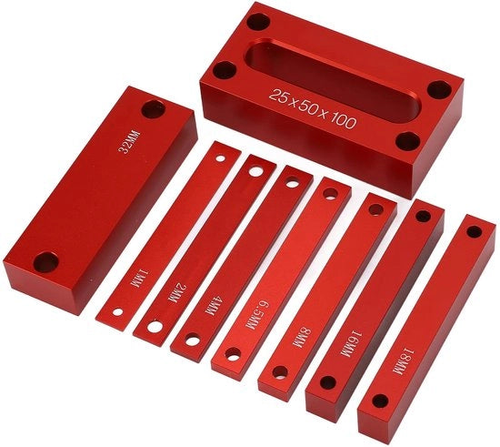 Impostazione Blocco 9pz - Blocchi di Misura - Lega di Alluminio Leggera - Resistente allo Sfregio - Scala Laser - Pratico e Facile da Utilizzare