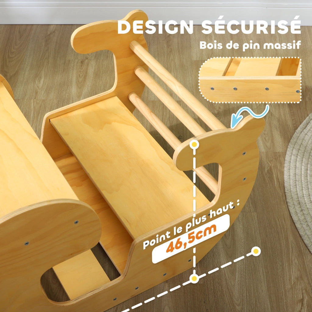 Casetta Giocattolo con Scala ¨C zephmum ¨C Legno Naturale per Bambini 18-48 Mesi