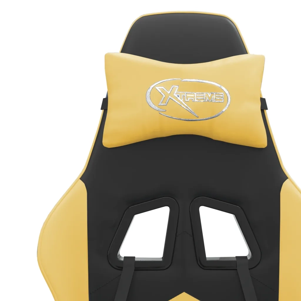 Sedia da Gaming Girevole con Poggiapiedi Nero e Oro Similpelle cod mxl 69031