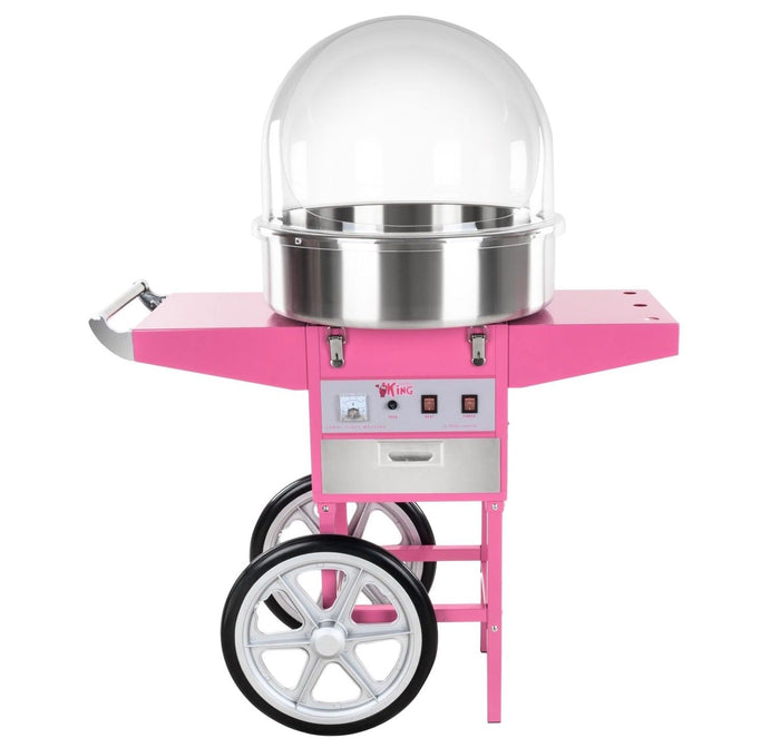 Macchina per zucchero filato professionale diametro 52 cm con carrello e cupola protettiva 3614072