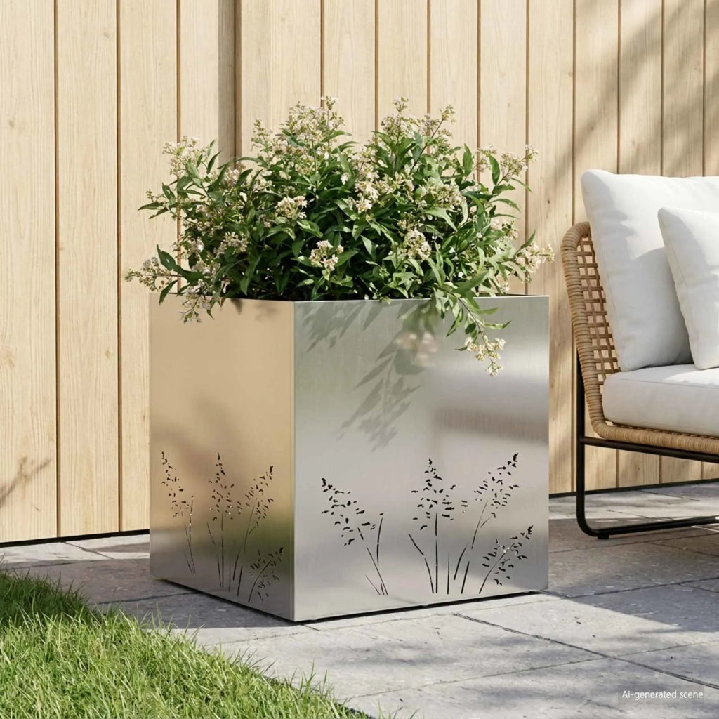 Vaso da giardino Argento 50 x 50 x 49 cm Acciaio Inox 8005800