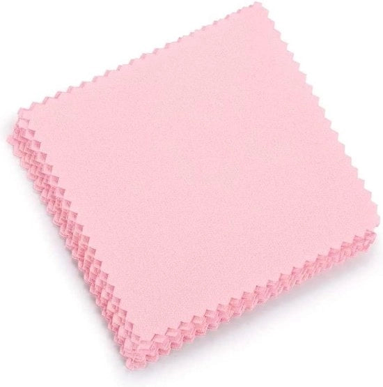 Set di tovaglioli di pulizia rosa - 10 pezzi per pulire gioielli e cristalli.