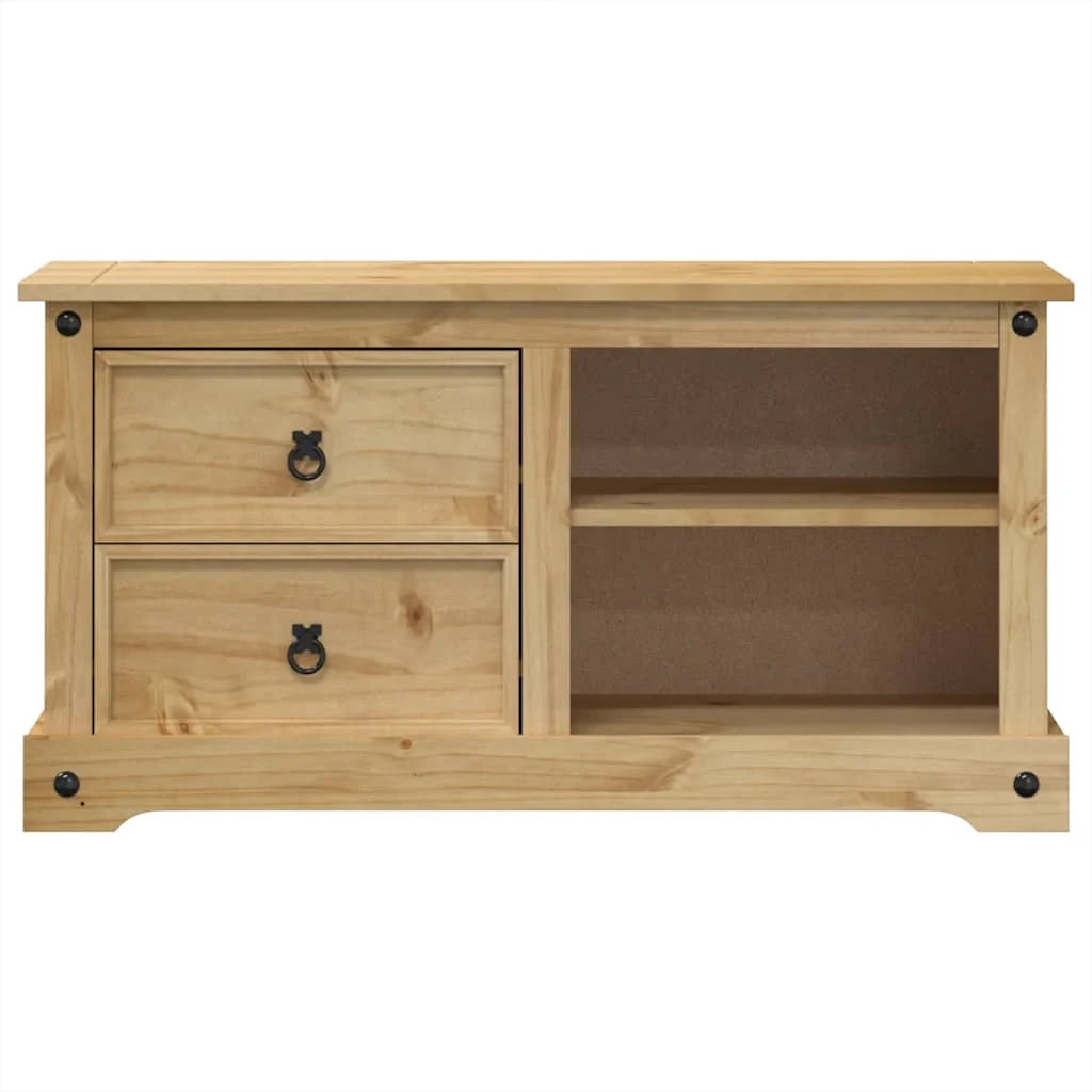 Porta TV multimediale Corona mensola TV credenza sala da pranzo soggiorno camera da letto 100 x 40 x 52 cm legno di pino massiccio marrone 02_0027564