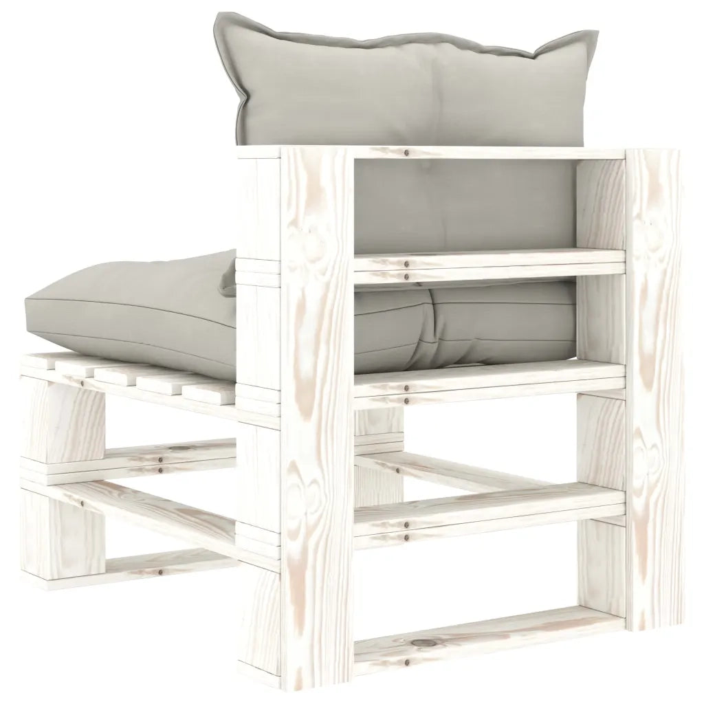 Poltrona Centrale da Giardino Pallet con Cuscini Tortora Legno 3052398