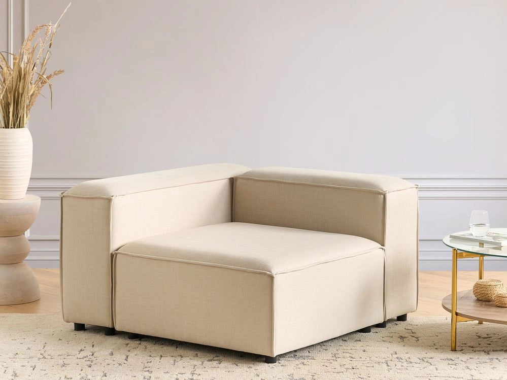Modulo angolare lato destro a 1 posto con gambe nere e rivestimento in cordoncino tortora Soggiorno elegante