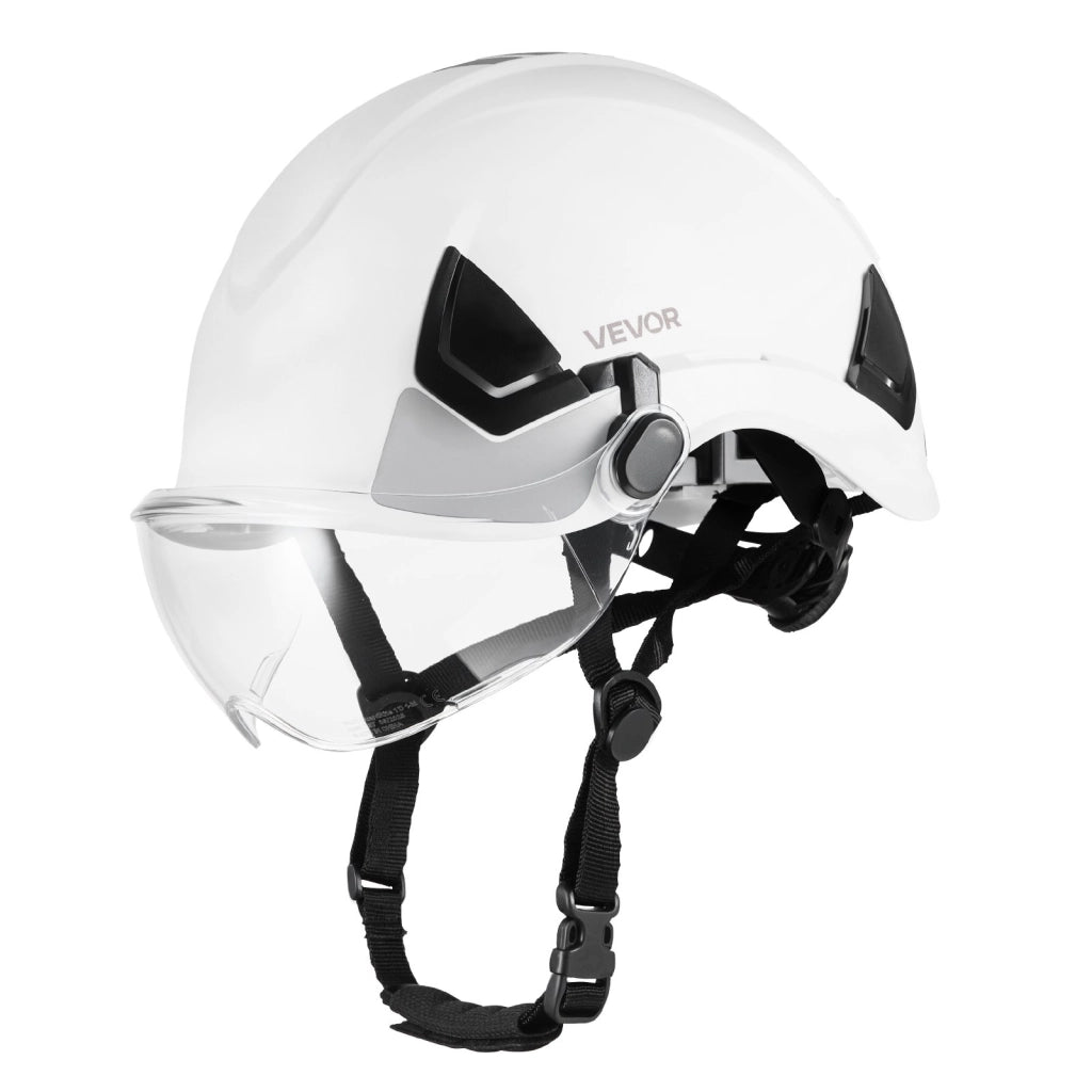M-5015 Casco di Sicurezza da Cantiere con Visiera in ABS Bianco Regolabile a 6 Punti per Edilizia e Fai da Te