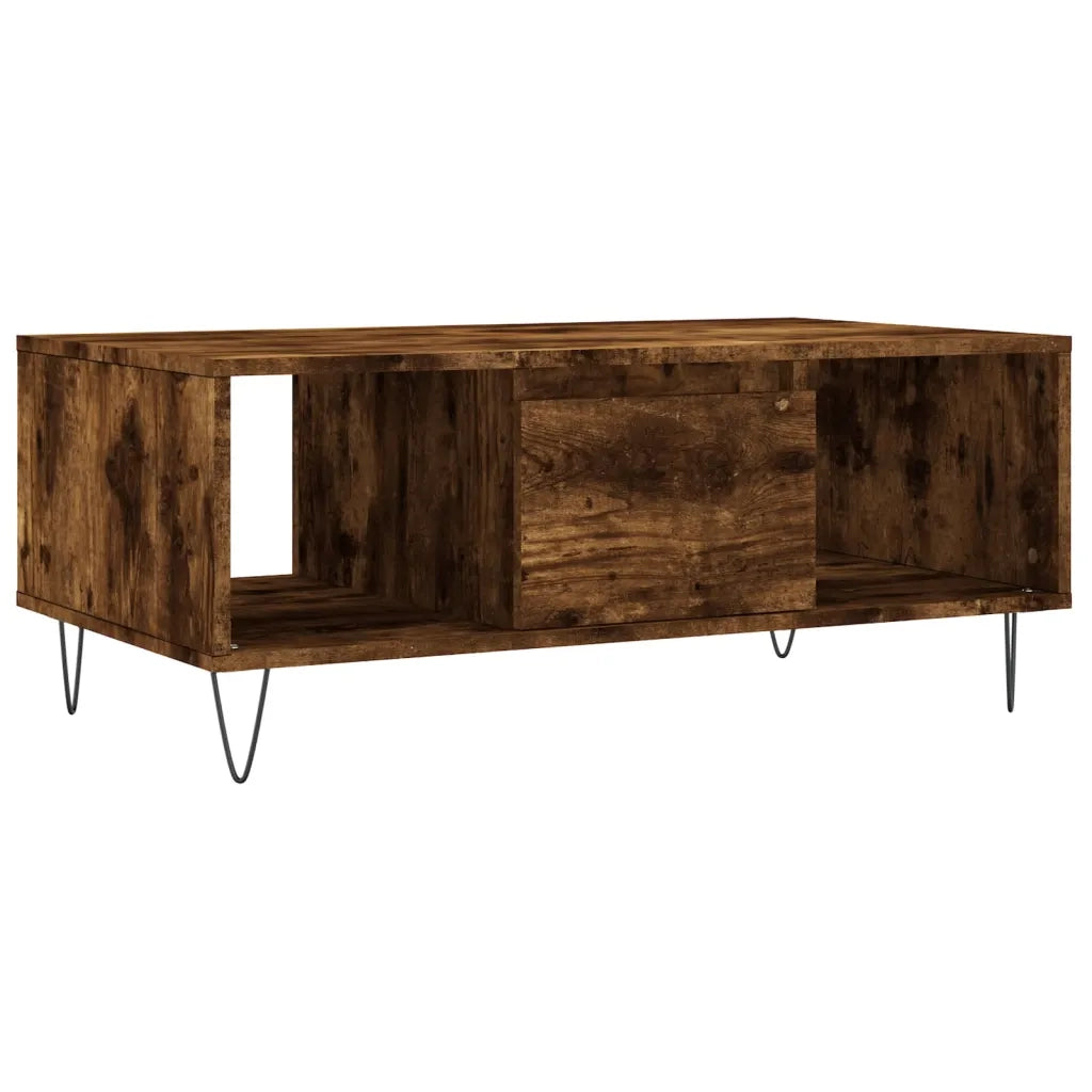 Tavolino da Salotto-Tavolino da soggiorno-Tavolo Rovere Fumo 90x50x36,5 cm Legno Multistrato 878379
