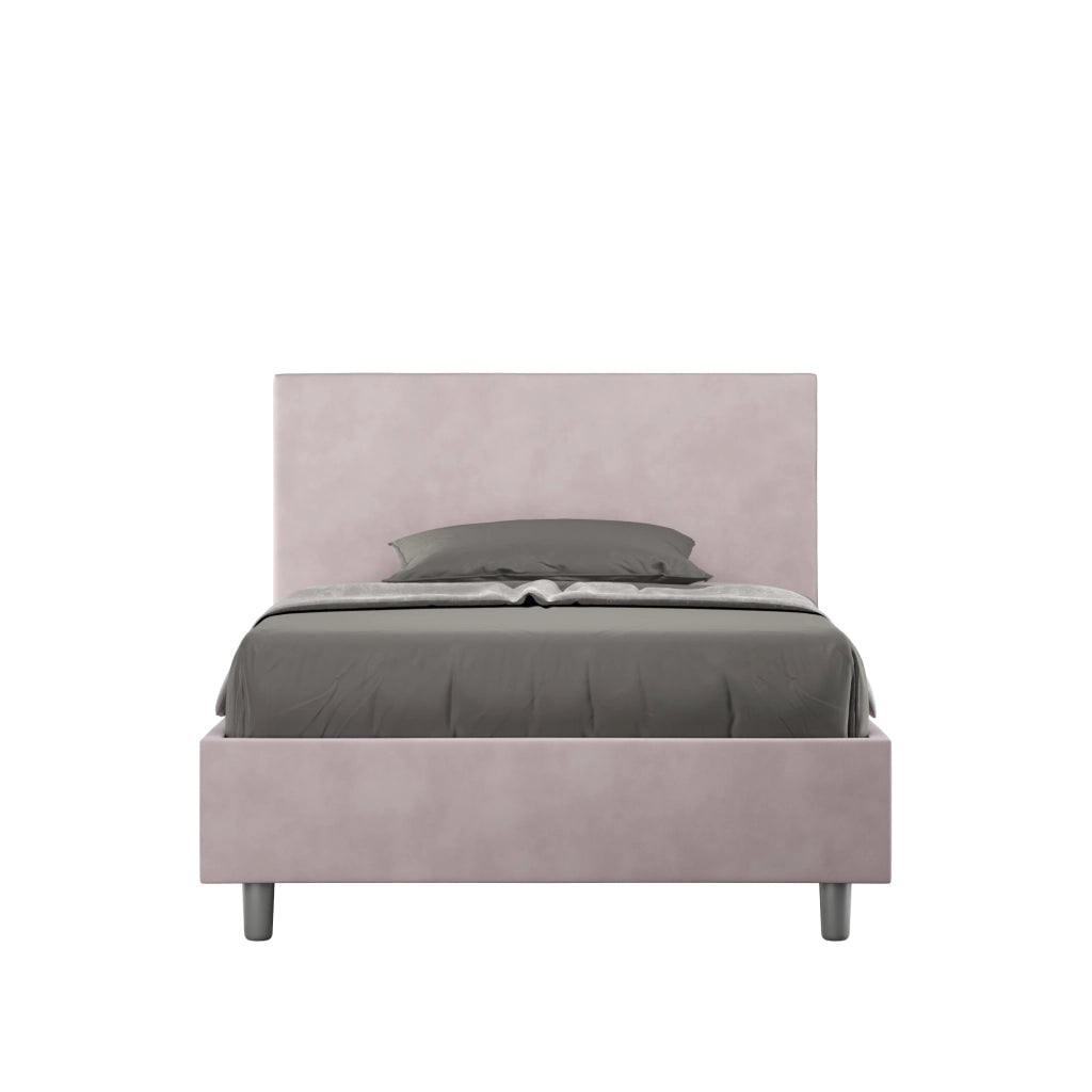 BS COM Letto una piazza e mezza con rete imbottito 120x200 microfibra glicine