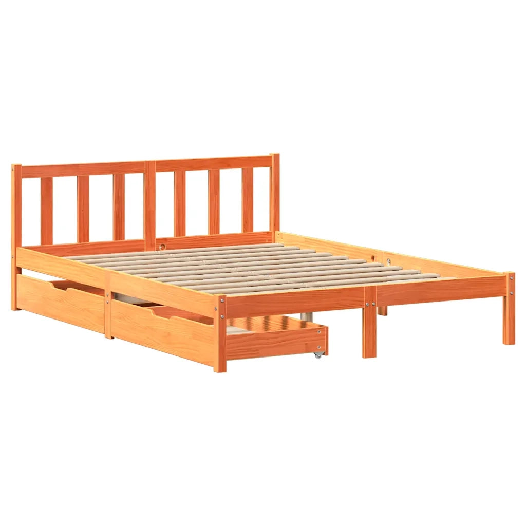 Letto senza Materasso-Struttura Letto Marrone Cera 150x200 cm in Legno di Pino 224311