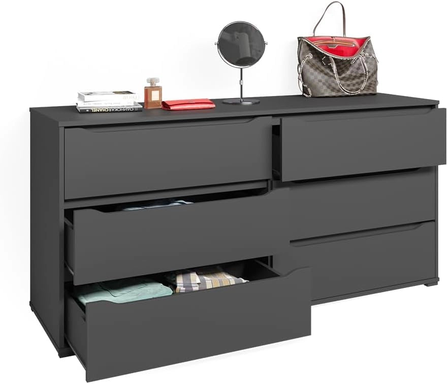 Cassettiera per camera da letto Ruben, Antracite, 48 x 77.6 cm, per riporre abiti e oggetti di uso quotidiano