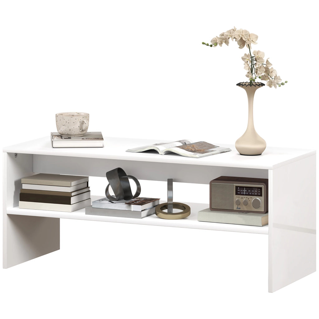 Tavolino da caff¨¨ con ripiano aperto ¨C Xylo ¨C bianco lucido 100x40x41,5 cm