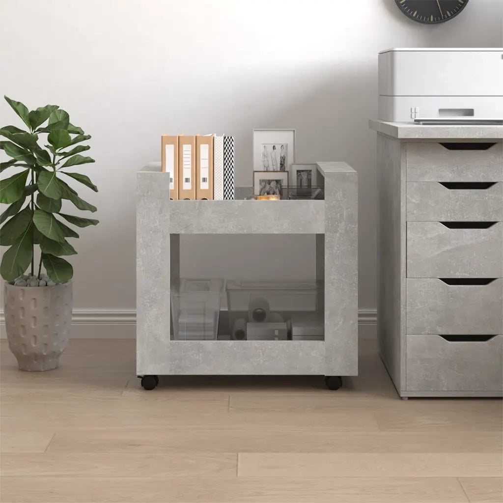 Carrello Scrivania Grigio cemento 60x45x60 cm Legno Multistrato 816604