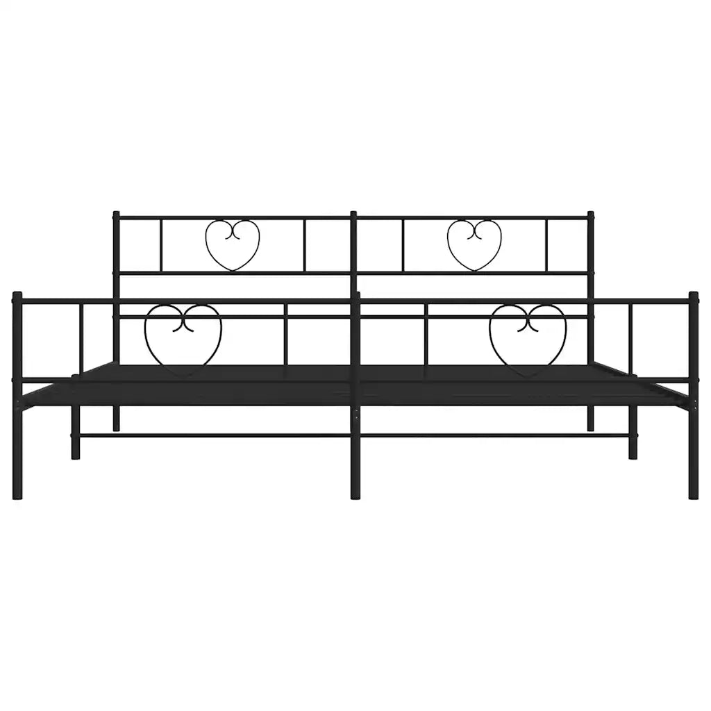 Giroletto con Testiera e Pediera Metallo Nero 183x213 cm 355486