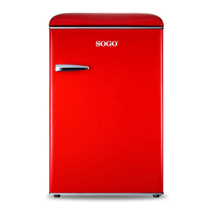 Frigorifero compatto con congelatore 110L stile retrò rosso, freezer 18L e controllo temperatura per casa e ufficio - Sogo