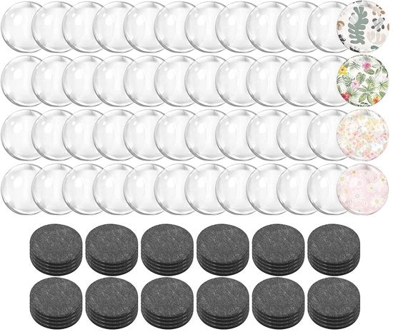 Magnetico a vetro, fotomagnetico a forma rotonda, 48 pezzi vetro a vetro trasparente 25 mm, 48 pezzi adesivi magnetici, magneti personalizzati per lavagna magnetica, frigorifero, lavagna bianca, ufficio
