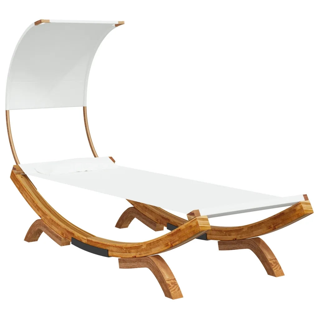 Lettino con Tettuccio 100x200x126 cm in Legno Curvato Crema 313945
