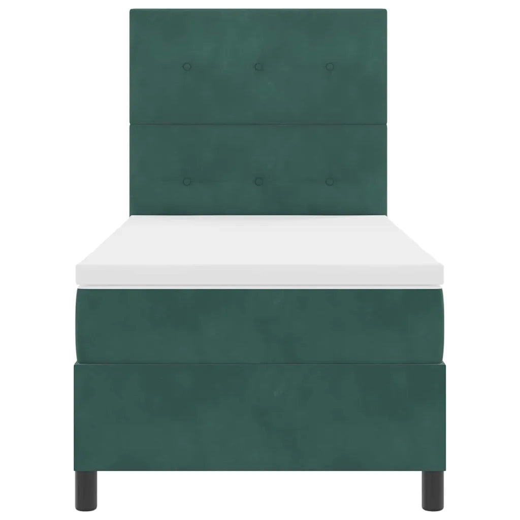 Letto a Sorgente LED Verde Scuro 80 x 200 cm Tessuto