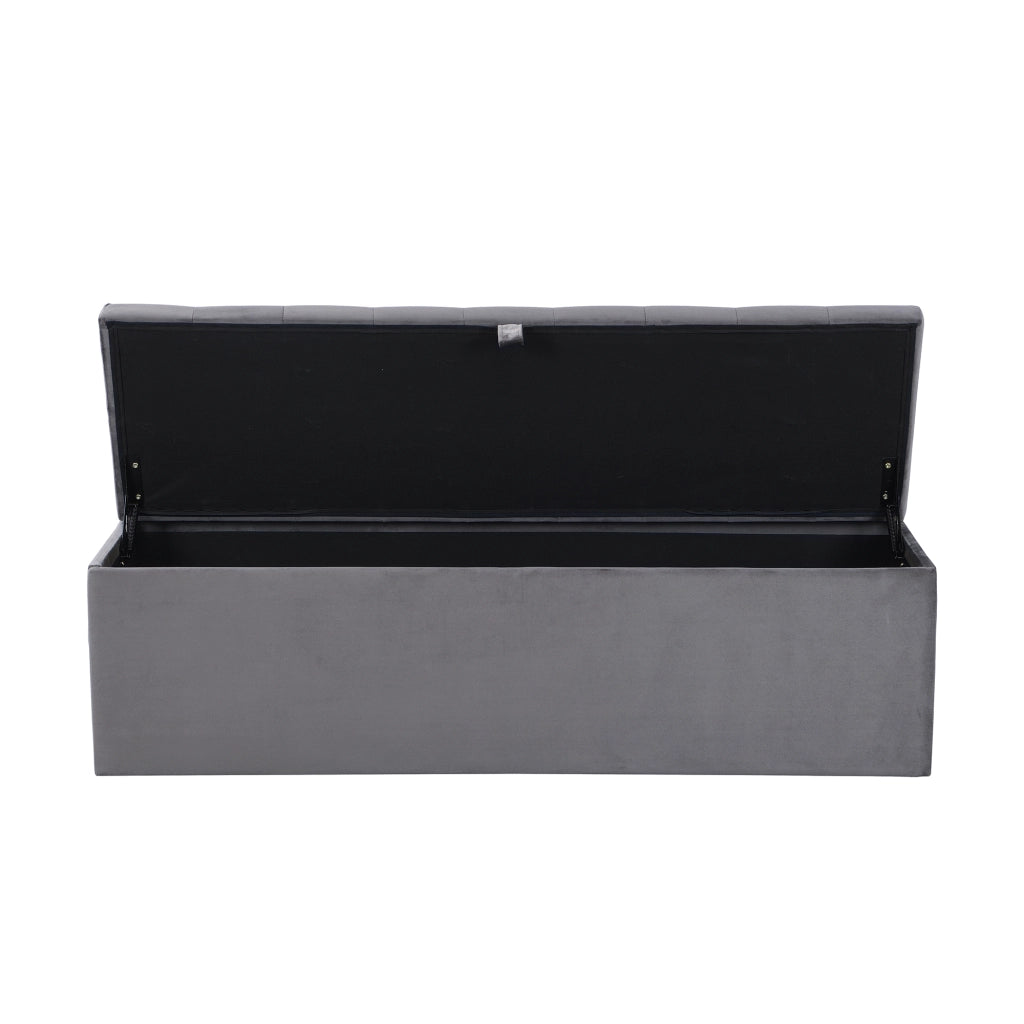Panca contenitore Ottomana in Velluto con vano contenitore per camera da letto Grigio 138 × 41 × 42 cm