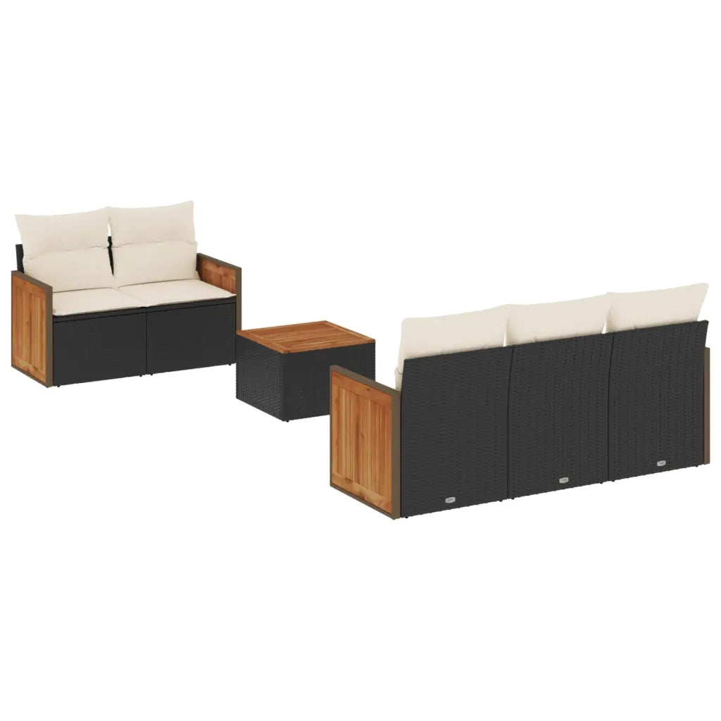 Set Divano da Giardino 6 pz con Cuscini Nero in Polyrattan 3227463