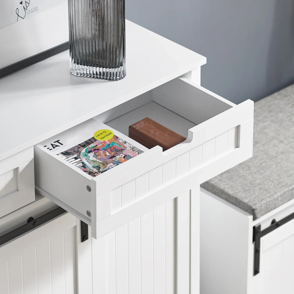Mobile da cucina Credenza con ante scorrevoli Credenza buffet Cassettiera bianca 104x35x93cm FSB74-W SoBuy