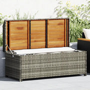Panca da Giardino con Vano Portaoggetti 120cm Polyrattan Grigio 46481