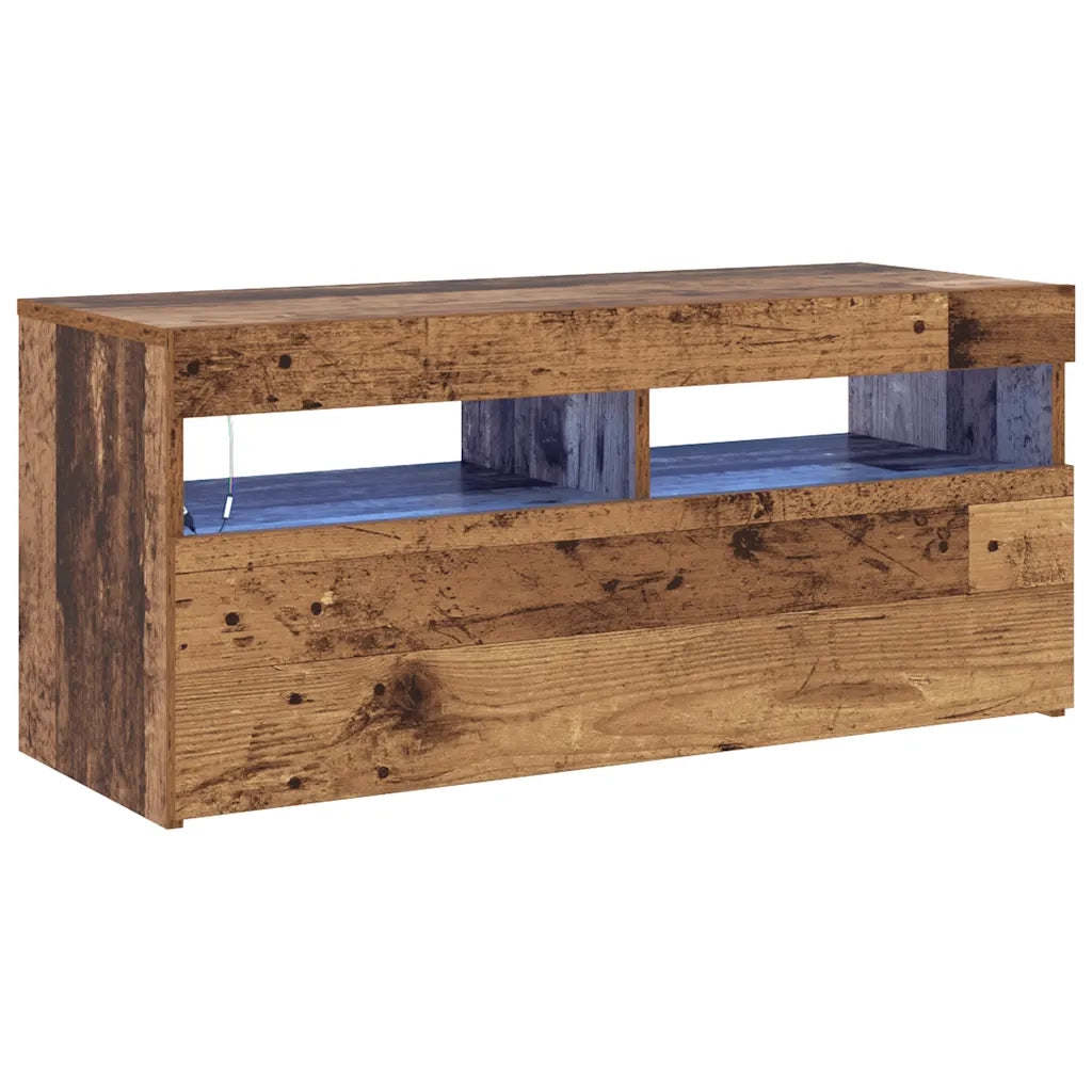 vidaXL Mobile Porta TV con LED Legno Antico 90x35x40 cm Multistrato