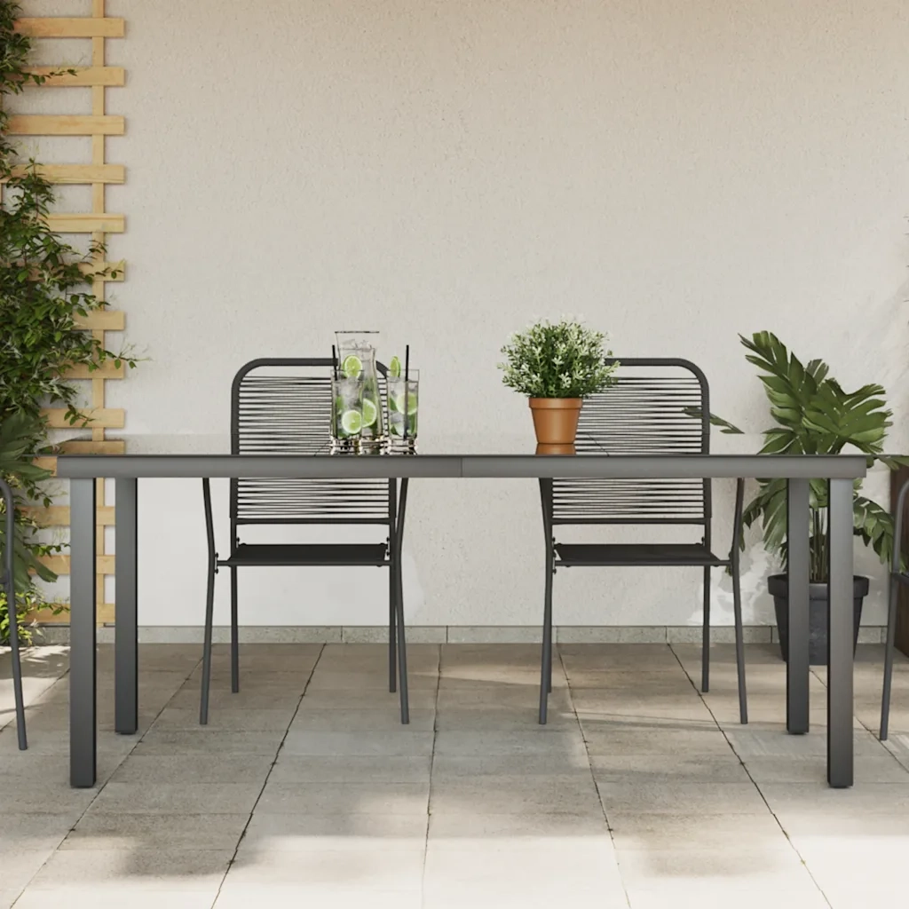Tavolo da Giardino | Tavolino da esterno Nero 190x90x74 cm in Alluminio e Vetro