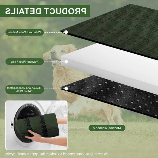 Tenda per Cani, 110 x 68 cm, Imbussolubile e Antiscivolo, Lavabile e Ripiegabile, Tenda per Cani per Campeggio e Attività all'Aria Libera, Colore Verde