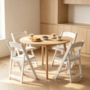 Set da 4 sedie pieghevoli con rivestimento PU, struttura in resina, bianche, per interno ed esterno