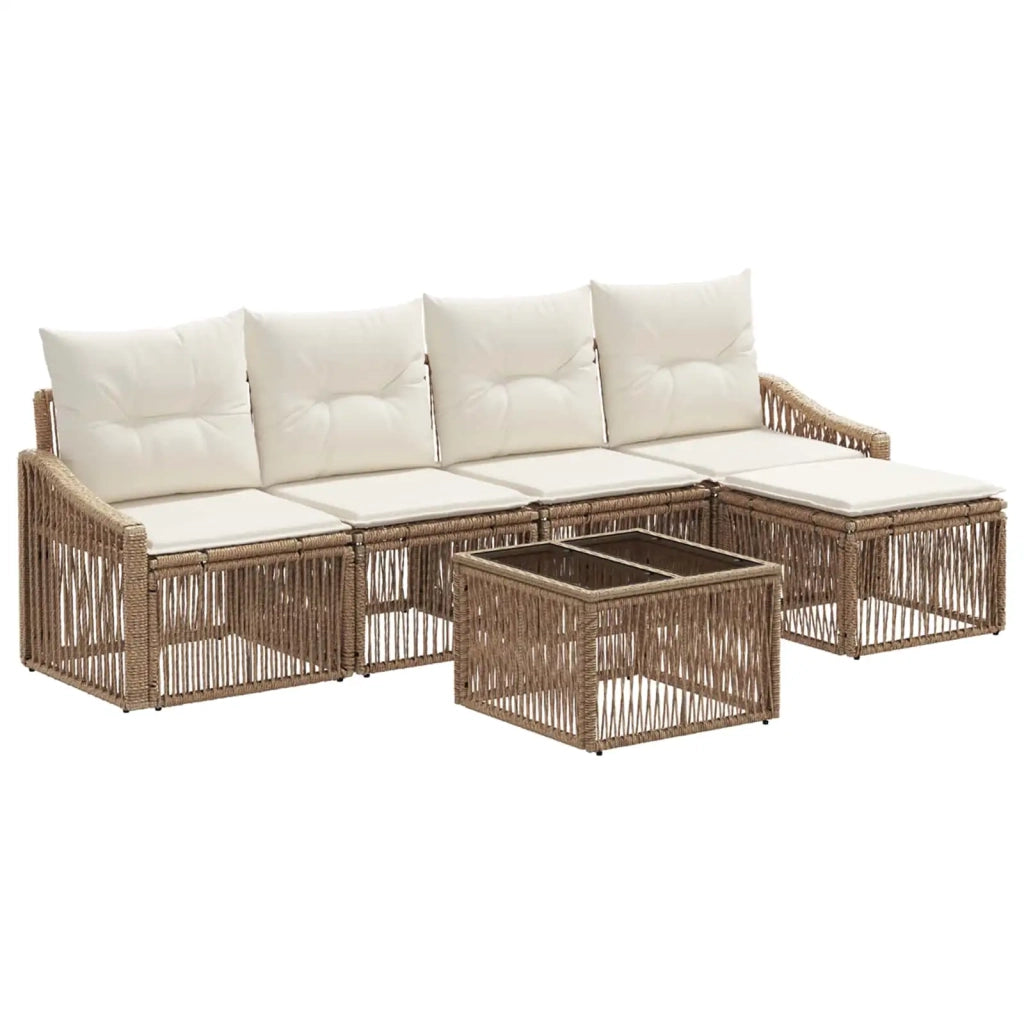 Set Divano da Giardino 6 pcs Beige polyrattan