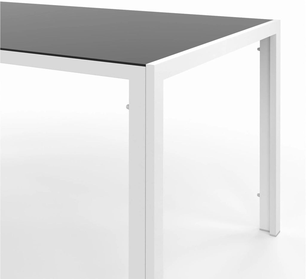 Set di mobili da Giardino Madrid Tavolo 150 CM e 6 sedie impilabili Bianco e Grigio