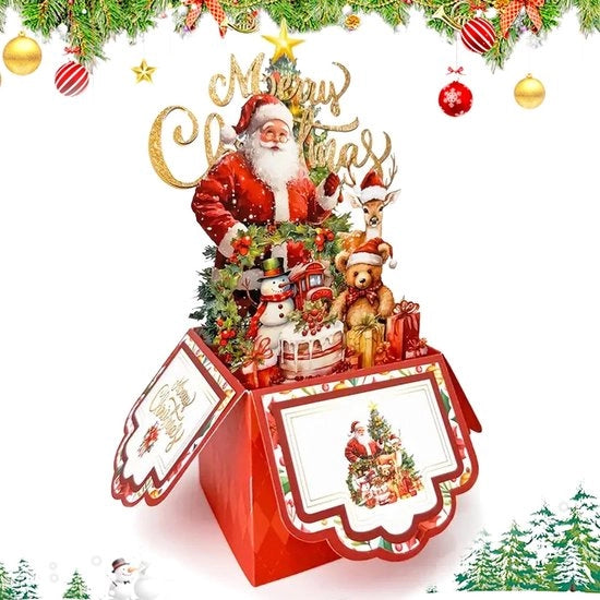 Carte 3D di Natale - Carta di Natale Pop-up - Carta di Natale Felice - Regali per Donne/Uomini - Spazio per Emozioni - Carta di 19,9 x 16,5 cm con Carta di Rasoio Rosso