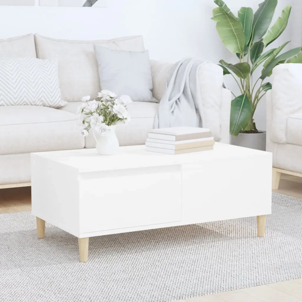 Tavolino da Salotto-Tavolino da soggiorno-Tavolo Bianco 90x50x36,5 cm in Legno Multistrato 671266