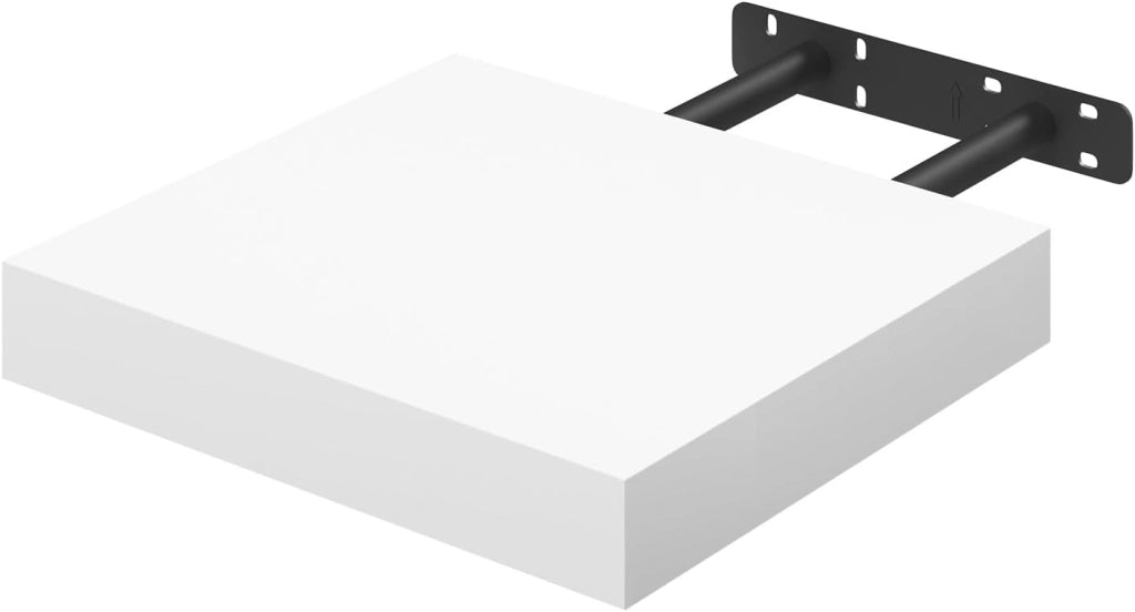 Mensola da Muro Rettangolare Scaffale Libreria a Parete Decorazione per Cameretta Ufficio Porta CD/Dvd in Legno Bianco 25cm RG9365ws