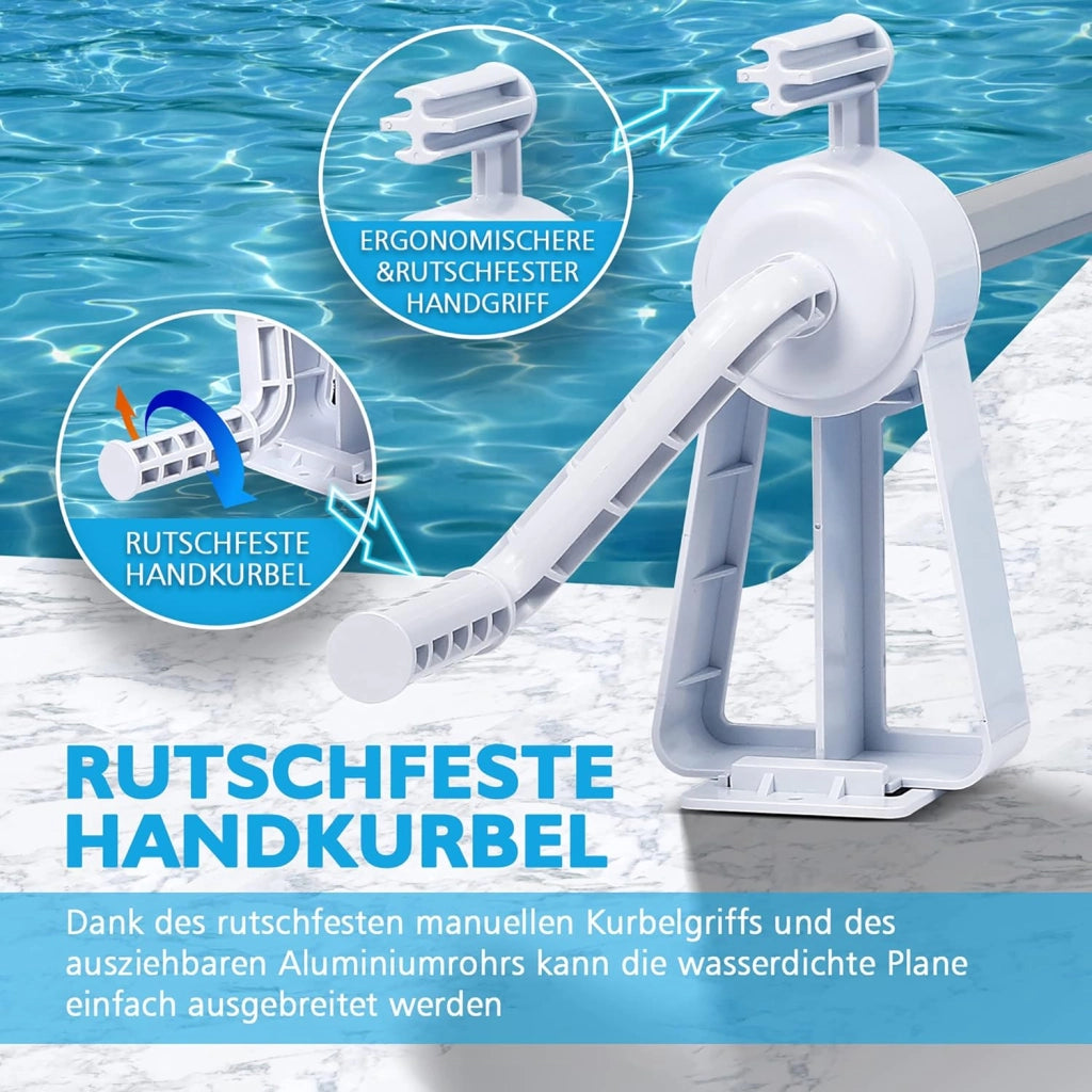Telo avvolgitore per piscina, 1,05-6,15 m, per telone, sistema di avvolgimento di alta qualità, con nastri regolabili, tipo B