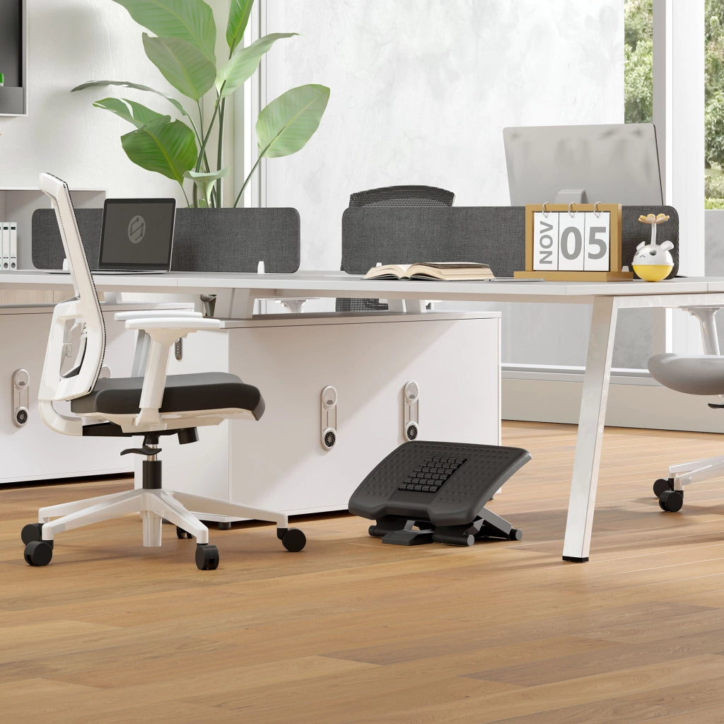 Poggiapiedi da scrivania regolabile in altezza, supporto ergonomico antiscivolo, per ufficio domestico e ufficio, nero.