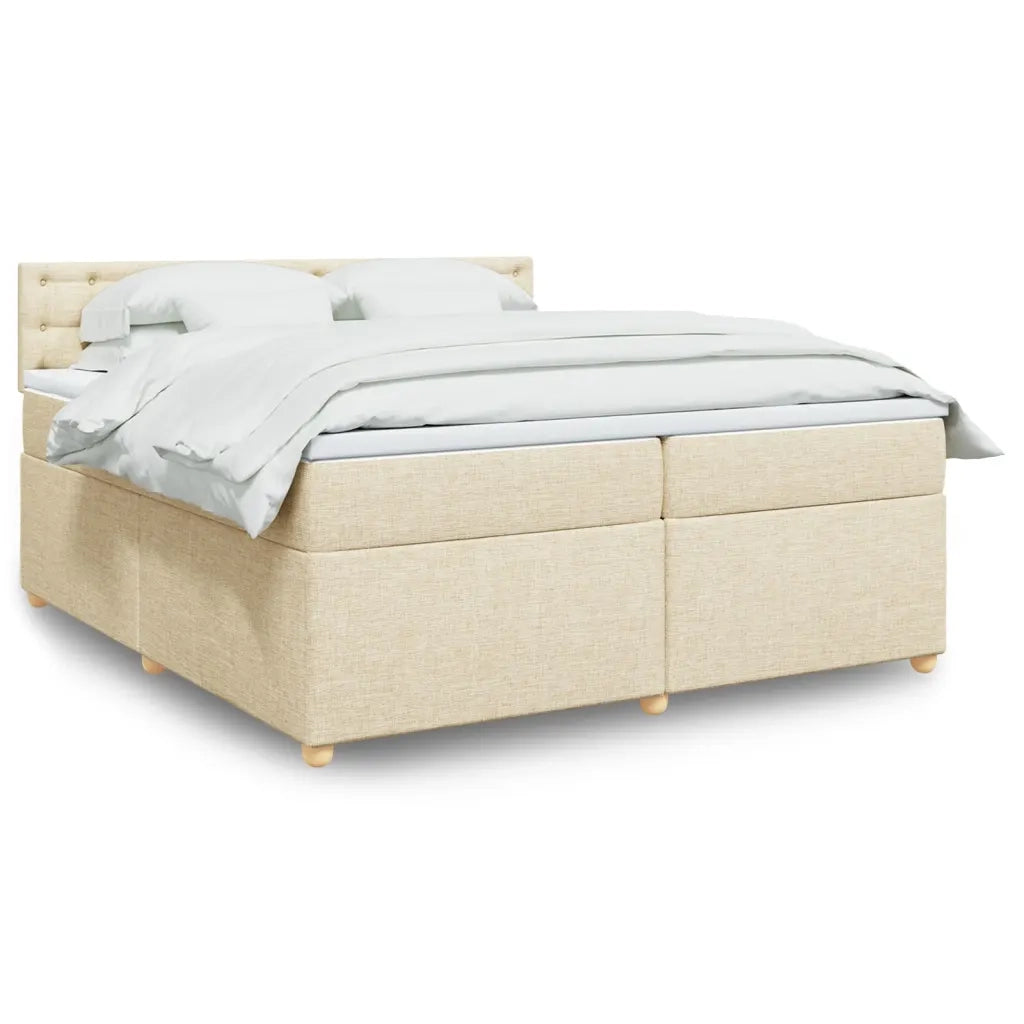 Giroletto a Molle con Materasso Crema 200x200 cm in Tessuto 3286806