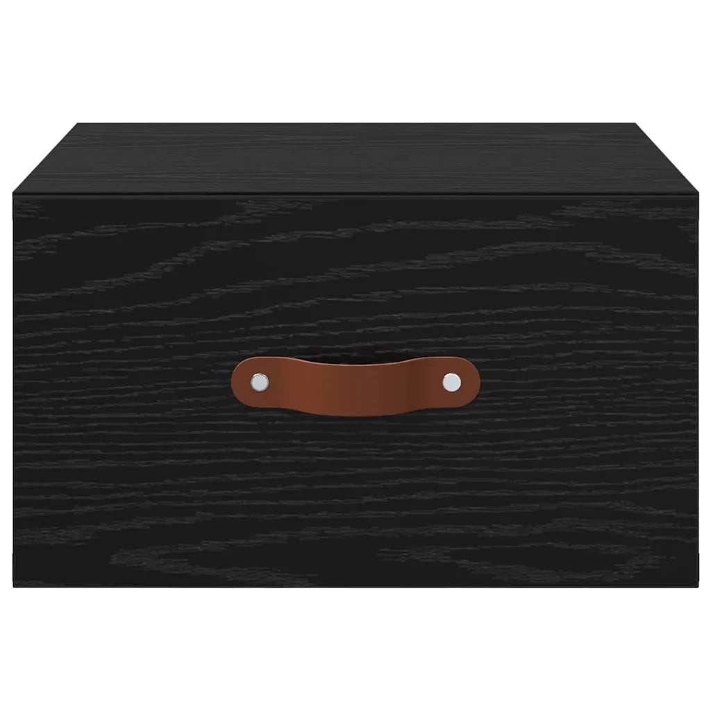 Mobiletto da comodino a parete Rovere Nero 35 x 35 x 20 cm