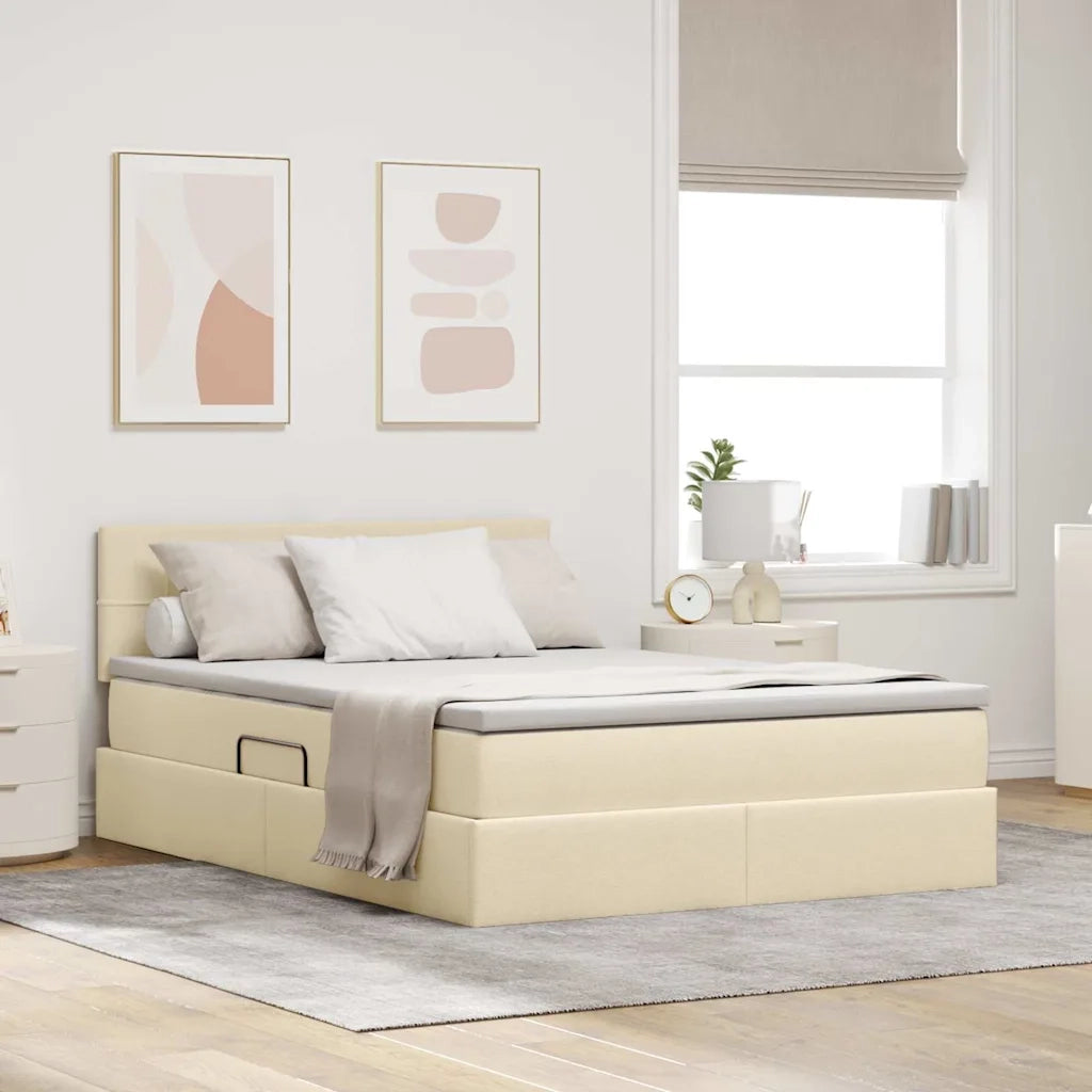 Letto con contenitore e materasso Crema 140 x 190 cm 3370510