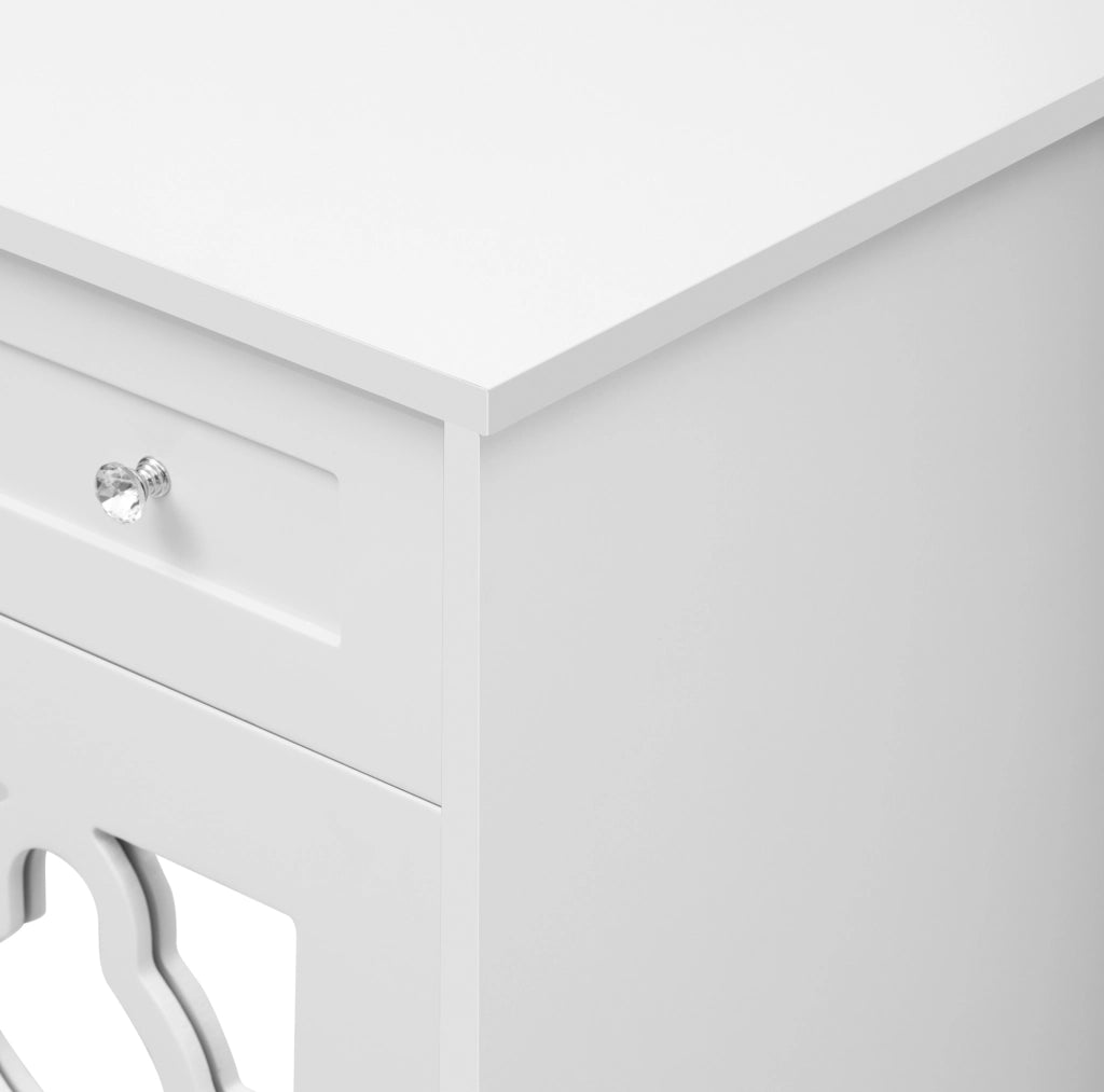 Madia con 4 ante a specchio; 2 cassetti; ripiano regolabile; MDF; bianco