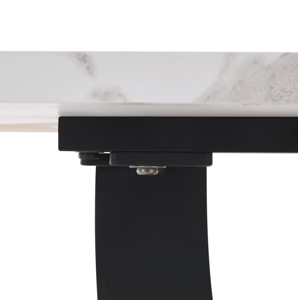 Tavolo da pranzo 140x75x75.5 cm rettangolare con piedini regolabili; MDF e metallo bianco e nero