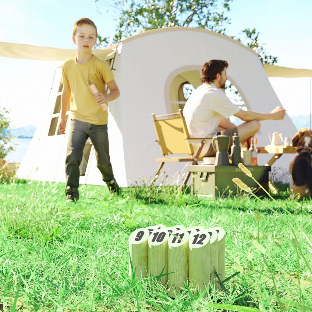 Gioco Bowling Finlandese ¨C Xylo ¨C Legno Pino 12 Birilli Outdoor con Custodia